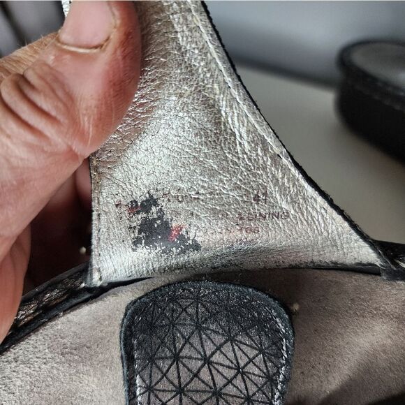 Alegria Karmen Metallic Fun Slip On Sandals 41 Black 10.5-11 US Leather Comfort - Picture 4 of 5